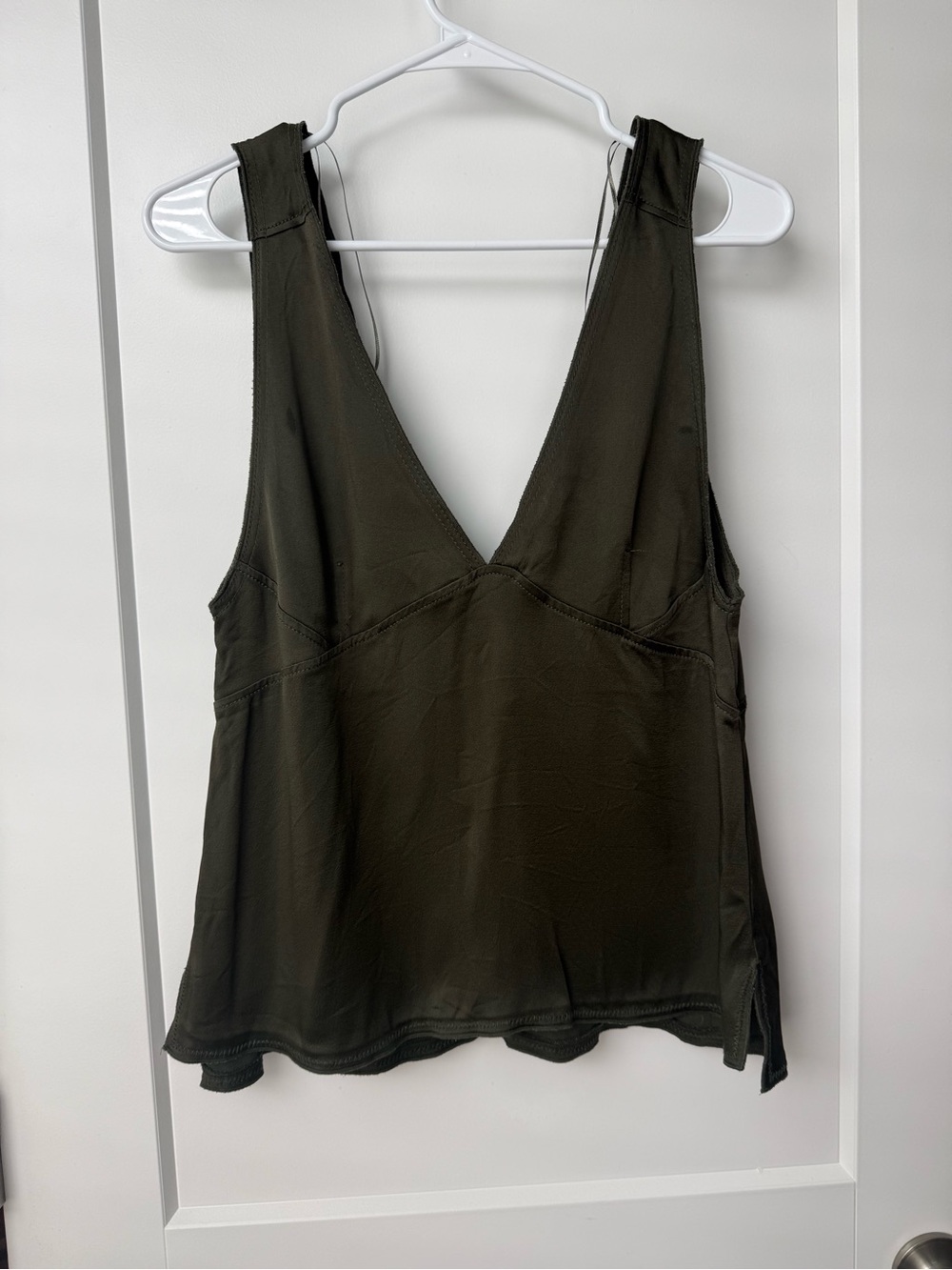 Zara Olive Green Deep V Tank Top